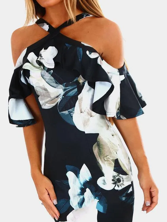 Halter  Floral Bodycon Dress