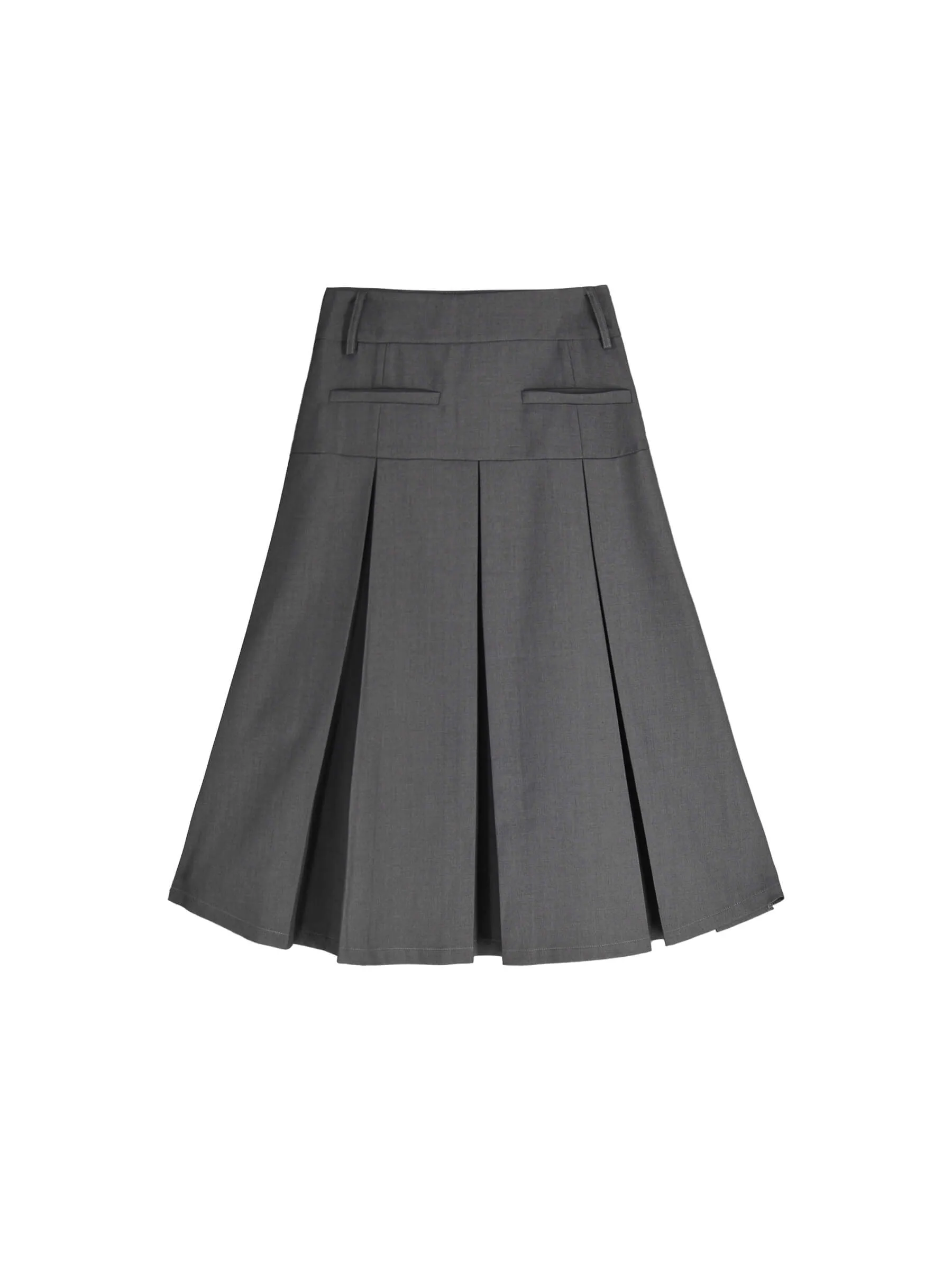 High Waist Pleated A-line Skirt