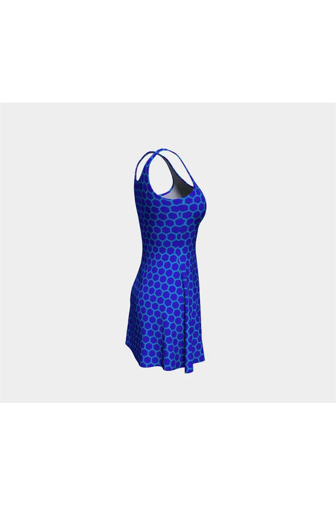 Honeycomb Blue Flare Dress