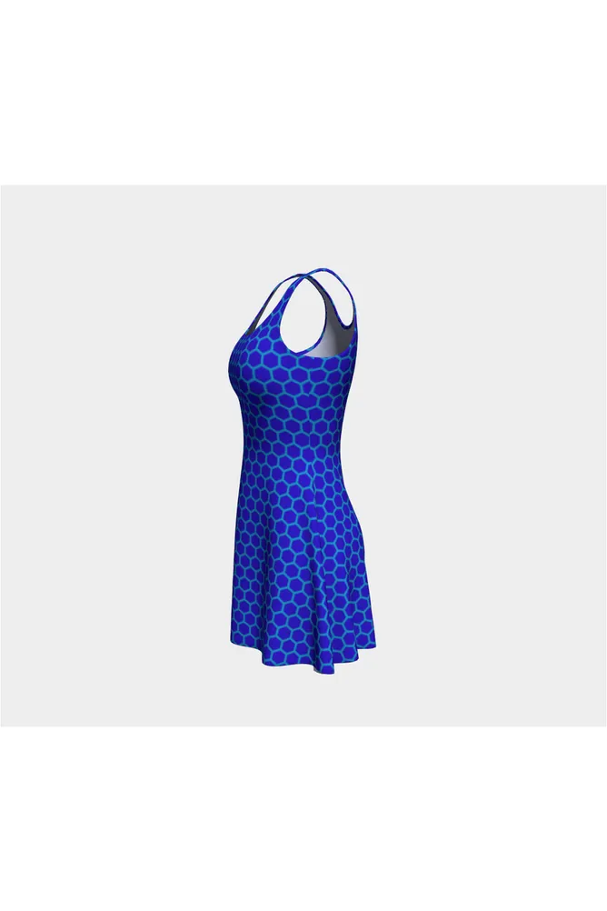 Honeycomb Blue Flare Dress