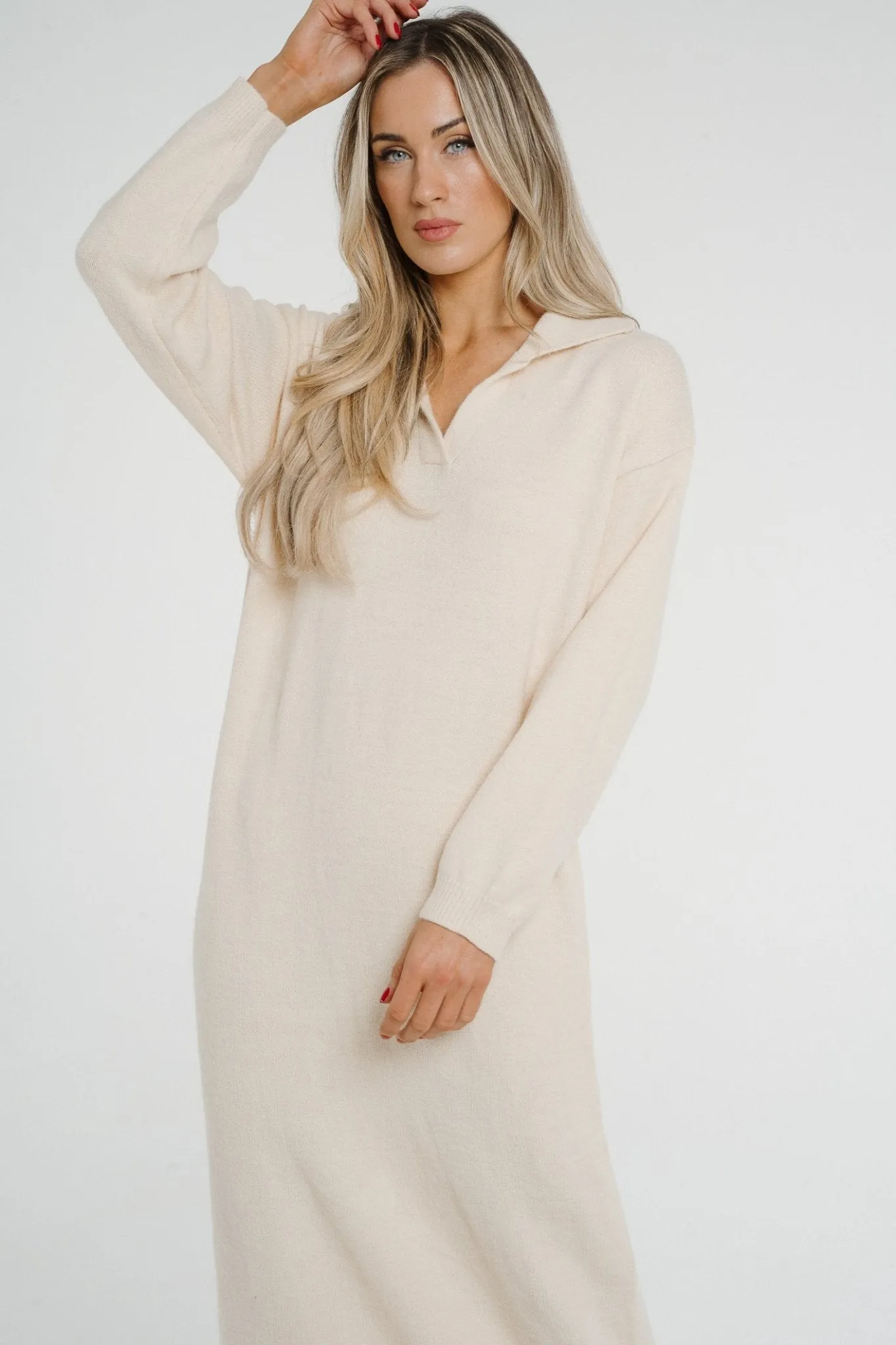 Ivy Knit Midi Dress In Cream