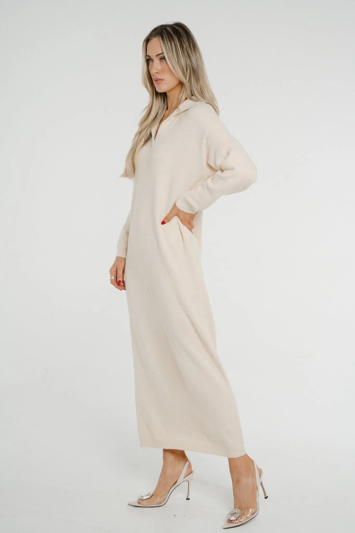 Ivy Knit Midi Dress In Cream