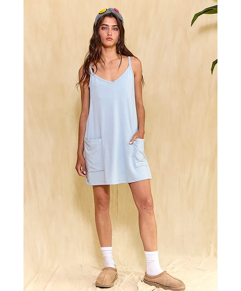 Jess V-Neck Jersey Solid Mini Dress with Shorts