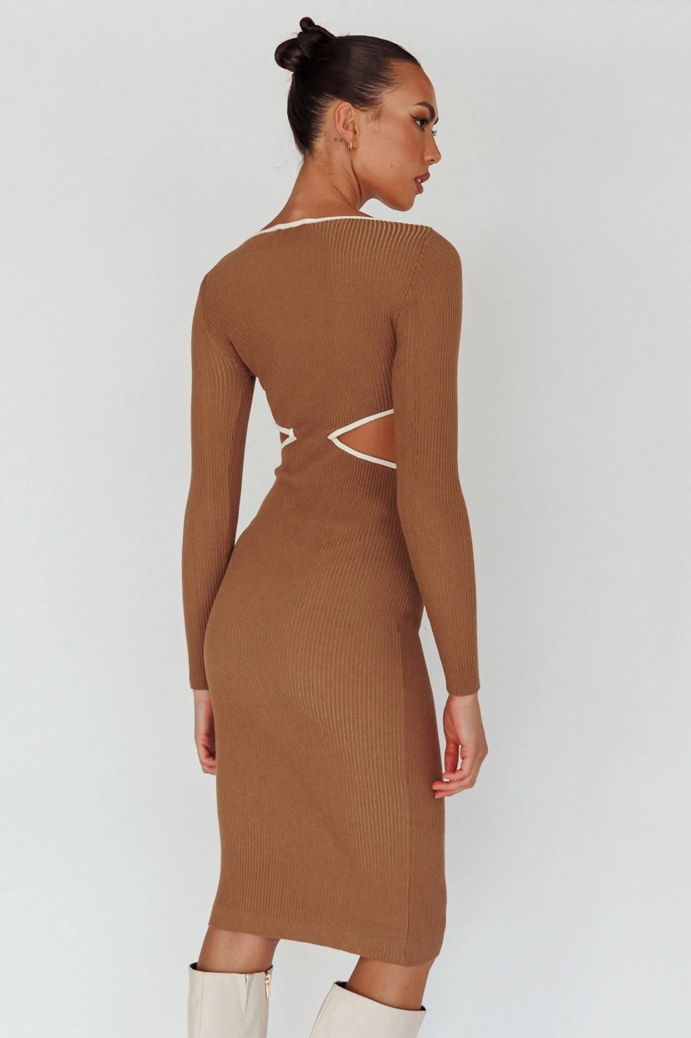 Jovie Keyhole Knit Midi Dress Mocha