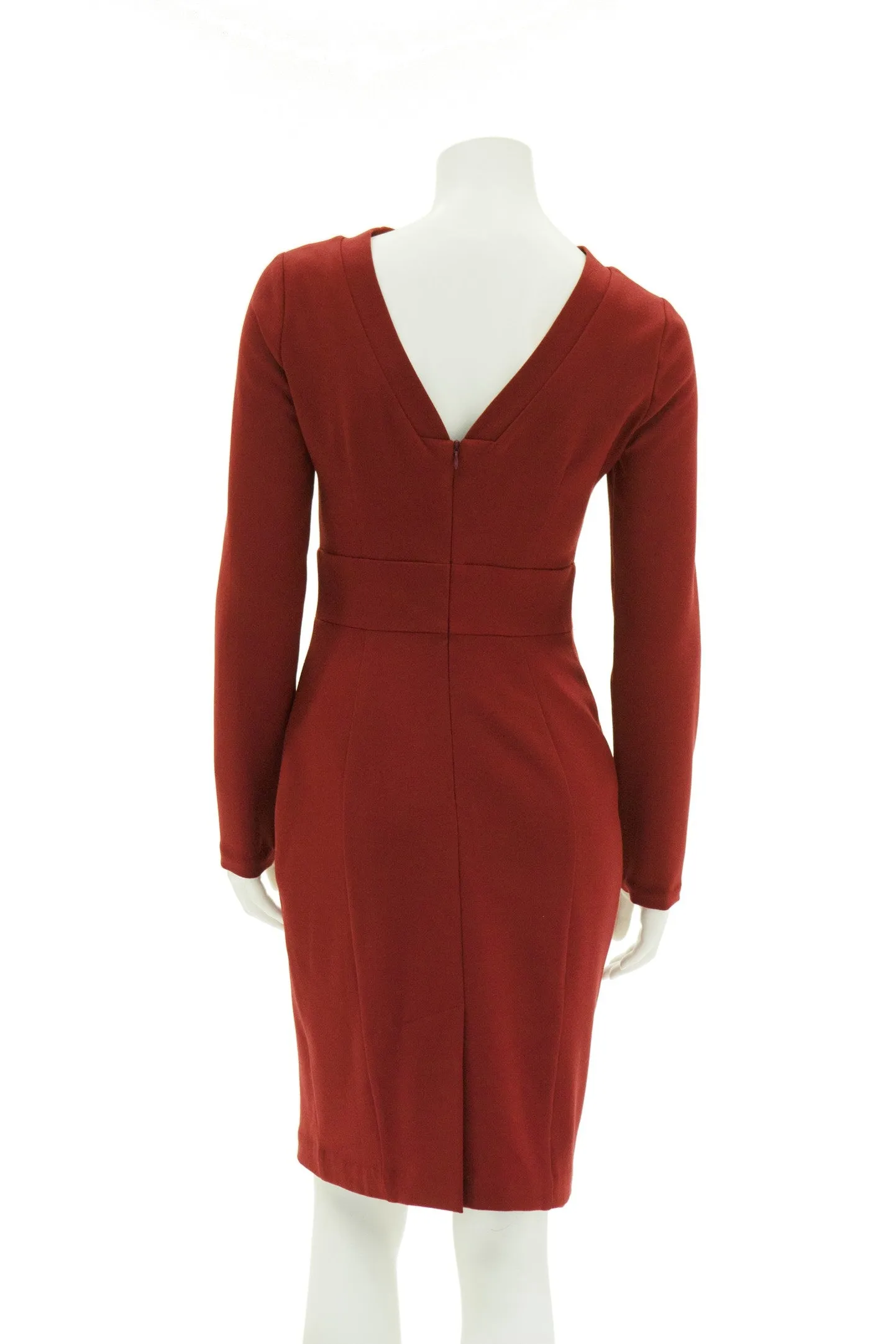 KHAYA RED OPEN BACK PENCIL DRESS