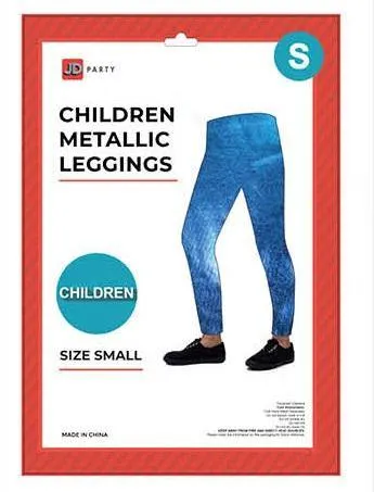 Kids Light Blue Metallic Leggings - Small