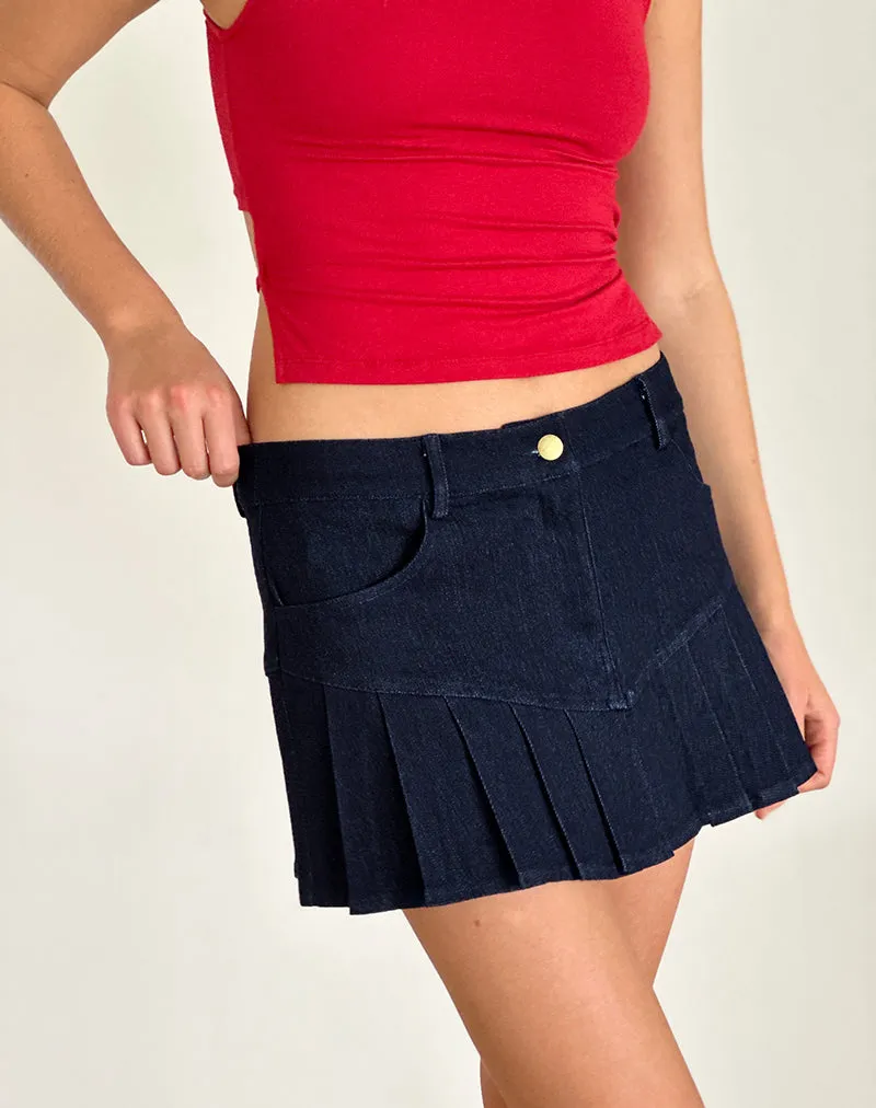 Laduma Mini Skirt Denim in Indigo