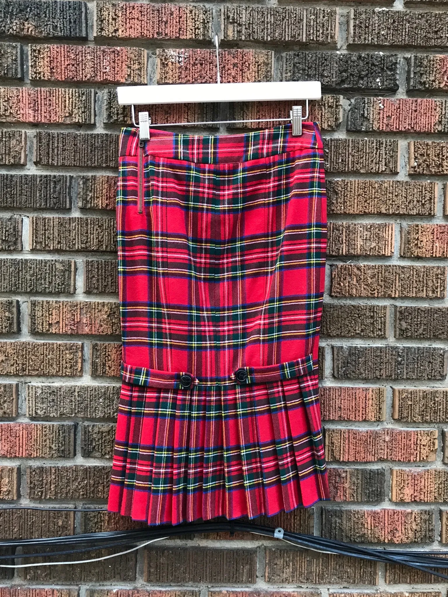 LAMB Red Plaid Wool Skirt