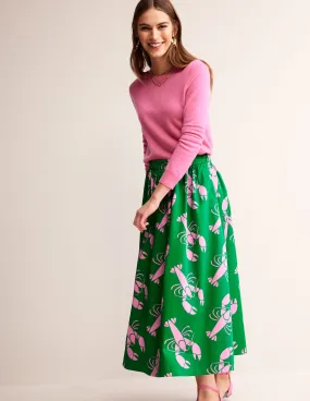 Layla Cotton Sateen Skirt-Green Tambourine, Lobster