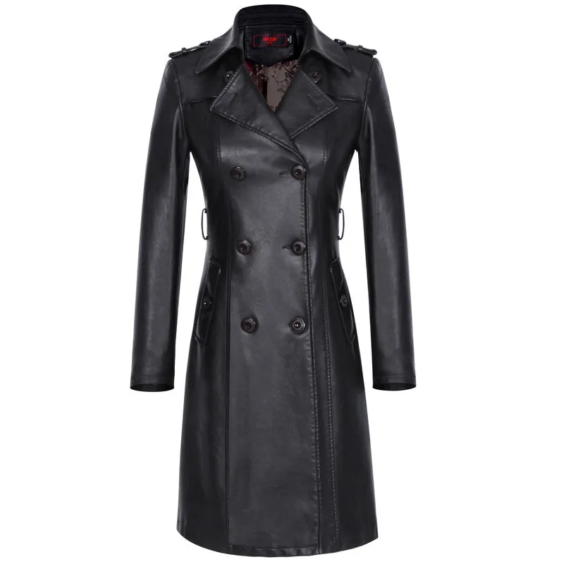 Leather Trench Coat Slim Fit