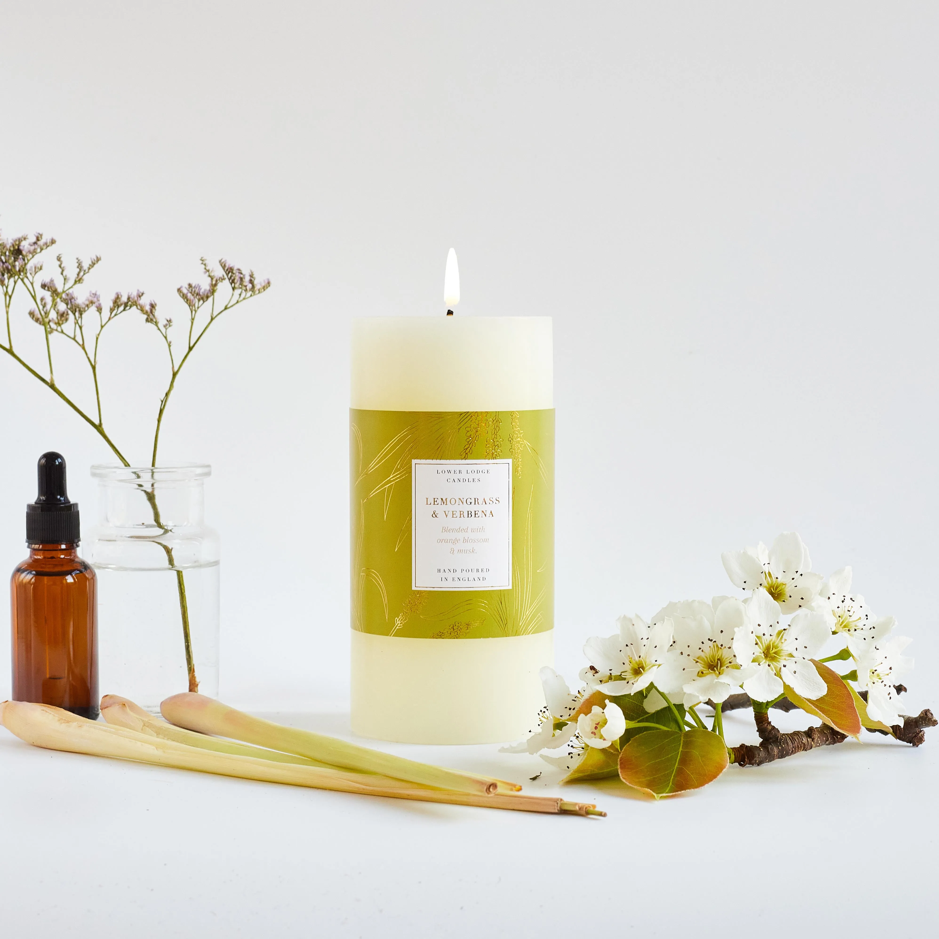 Lemongrass and Verbena Scented Pillar Candle