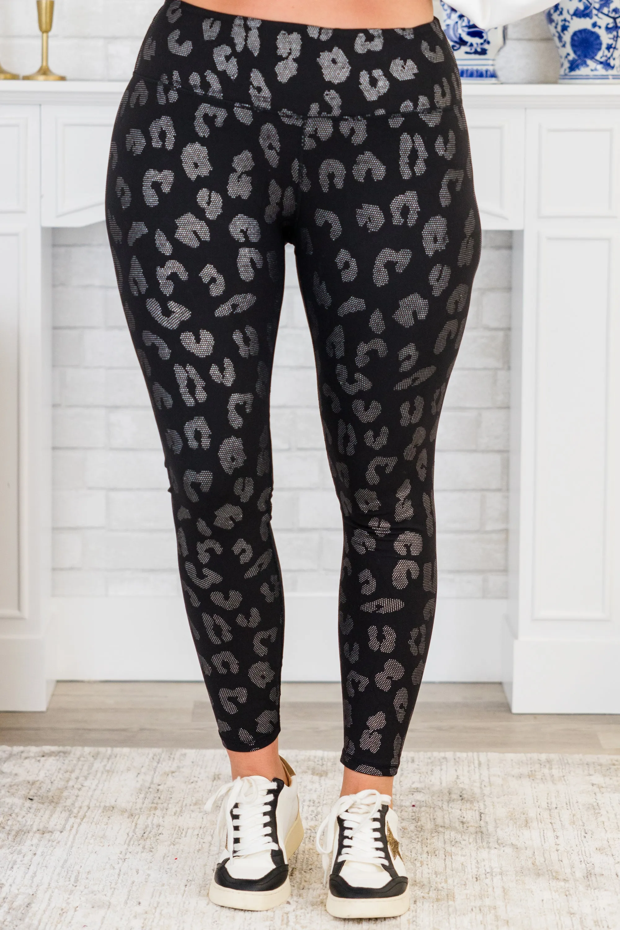 Let's Go Leopard Leggings, Black