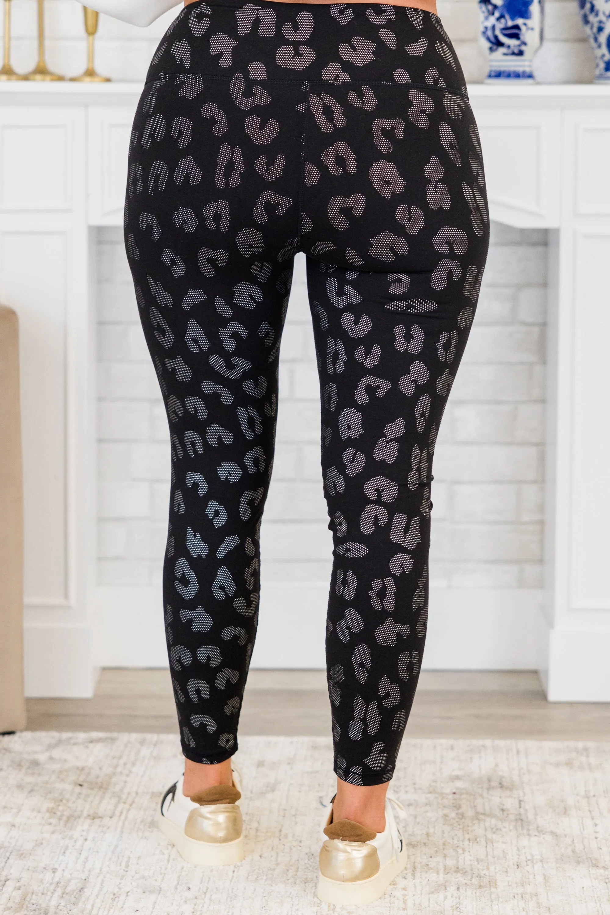 Let's Go Leopard Leggings, Black