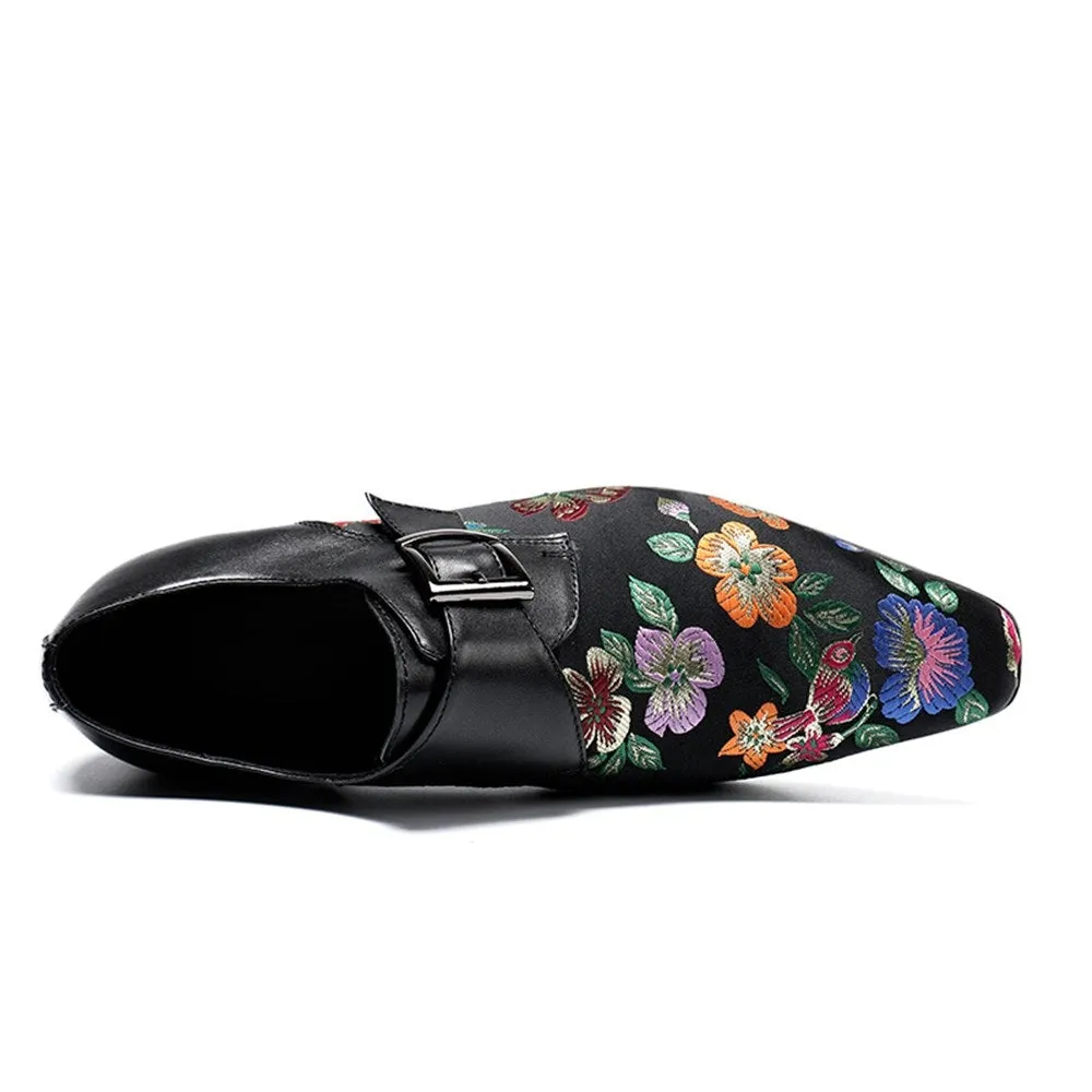 Low Top Printed Monk Strap Pointed Men Oxfords