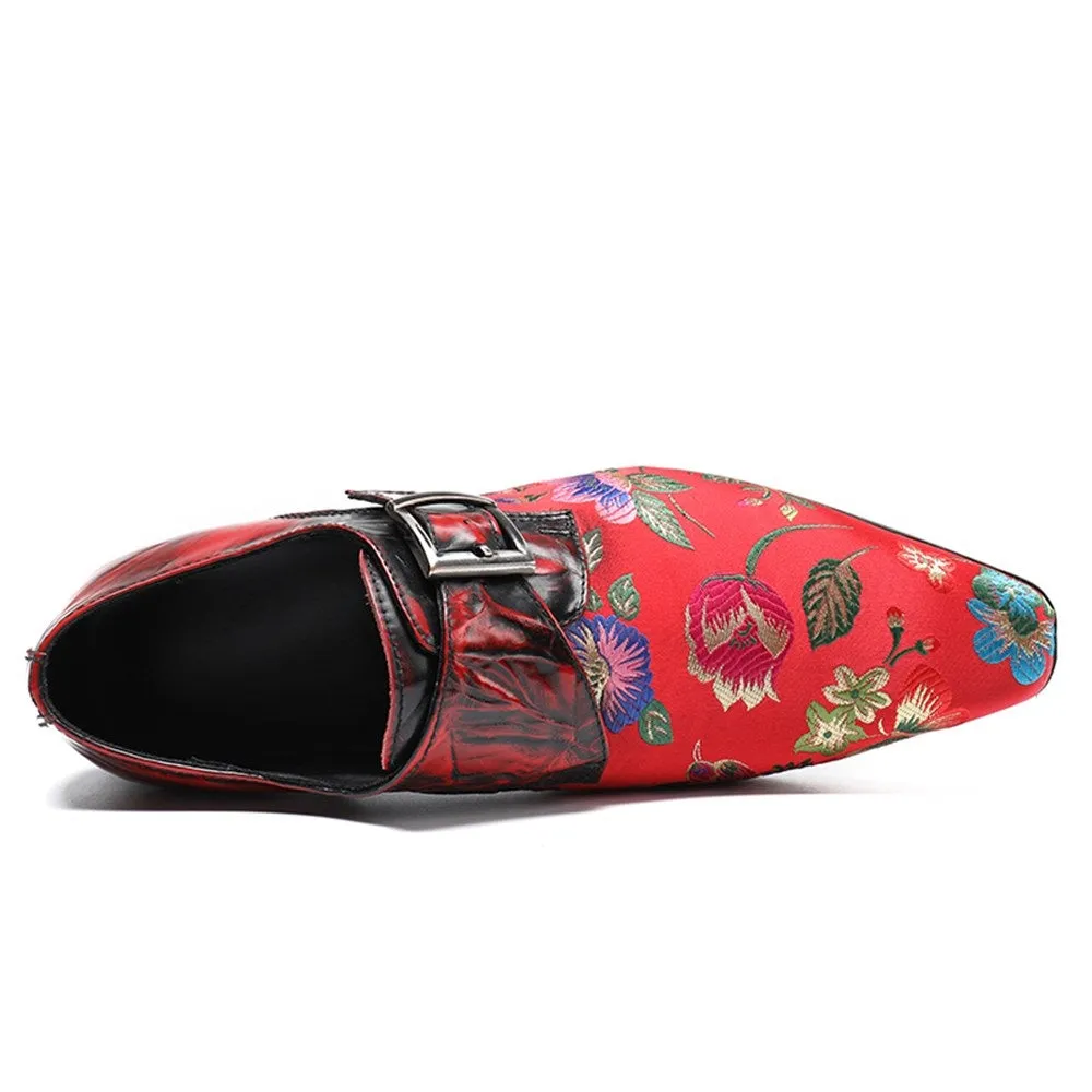 Low Top Printed Monk Strap Pointed Men Oxfords