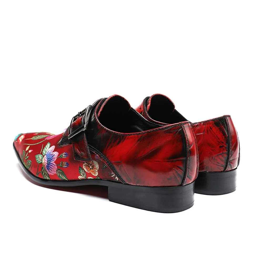 Low Top Printed Monk Strap Pointed Men Oxfords