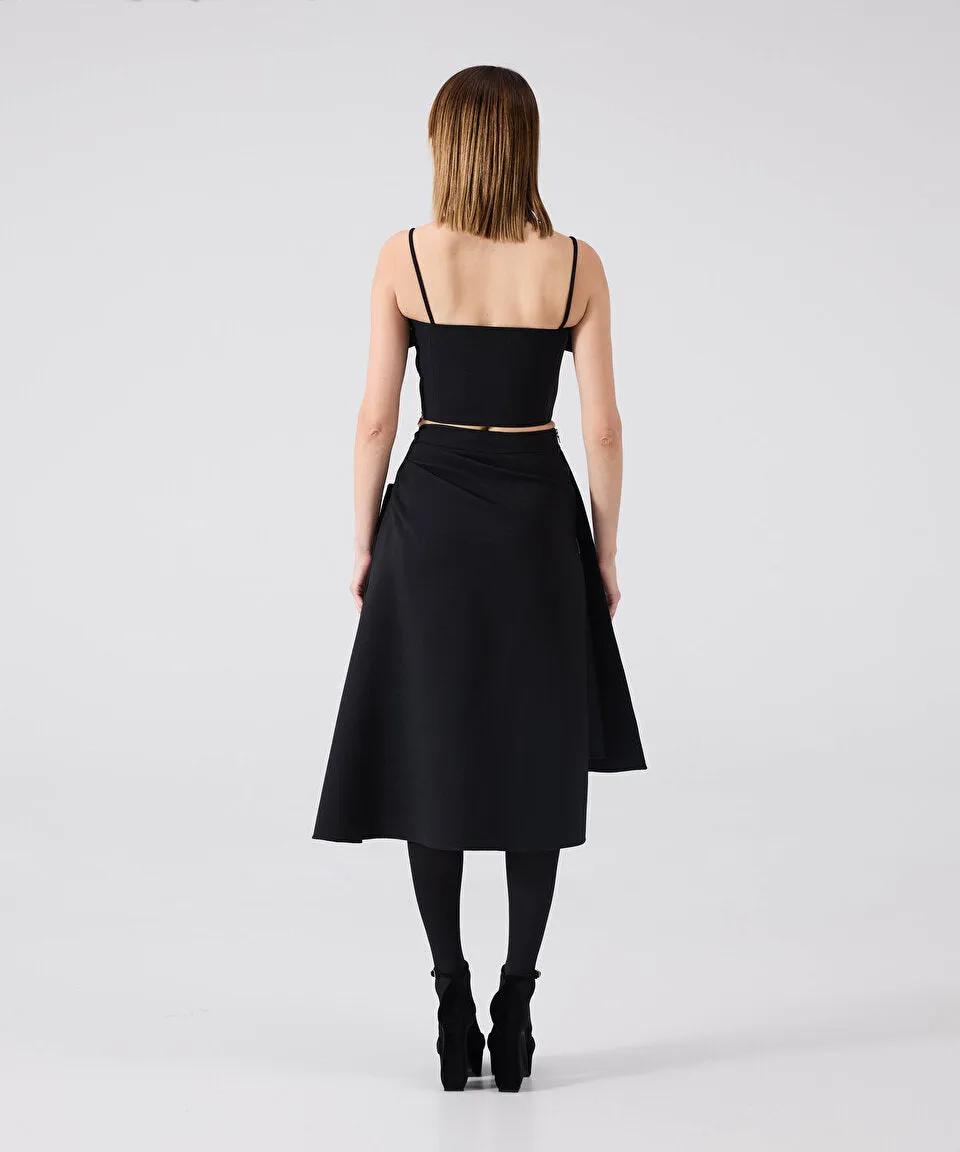 Machka Bow Midi Skirt Black