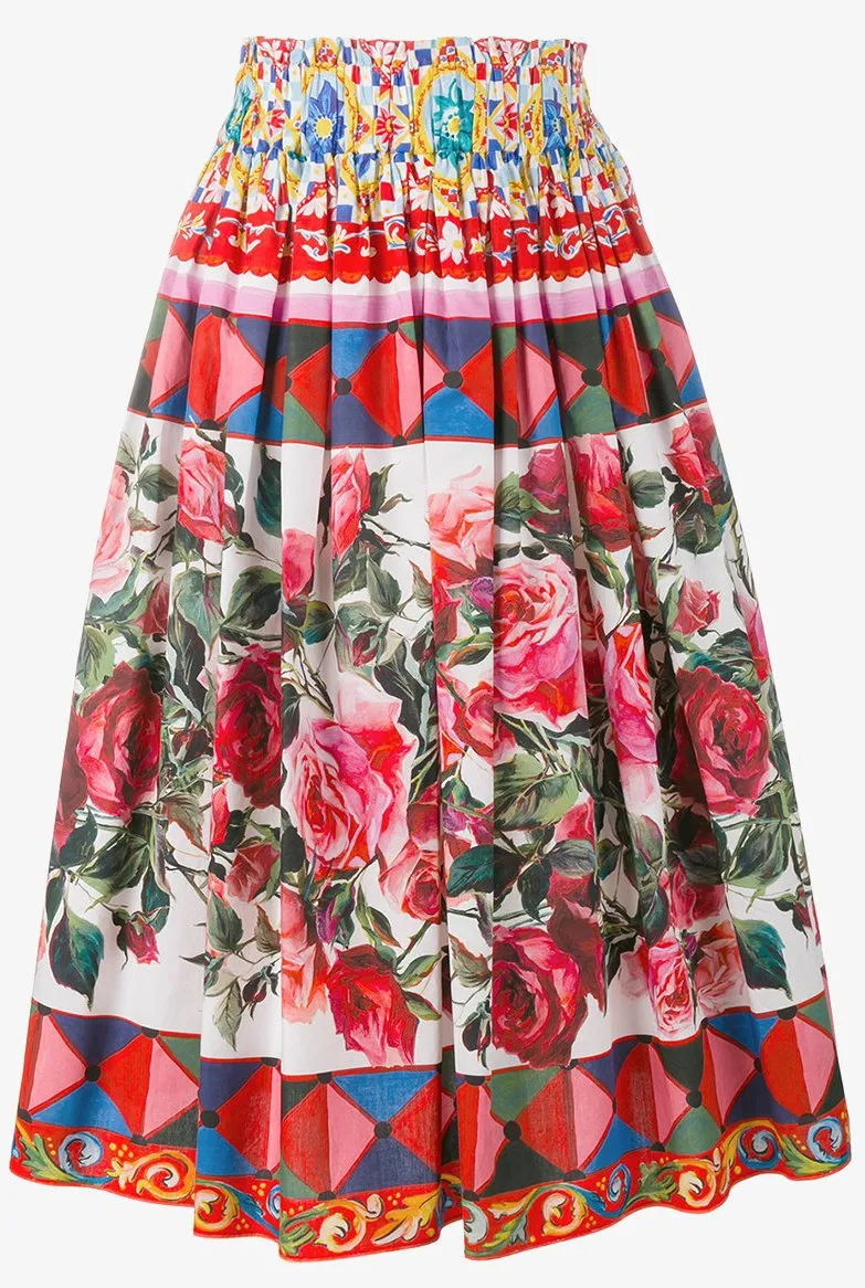 'Mambo' Print Pleated Skirt