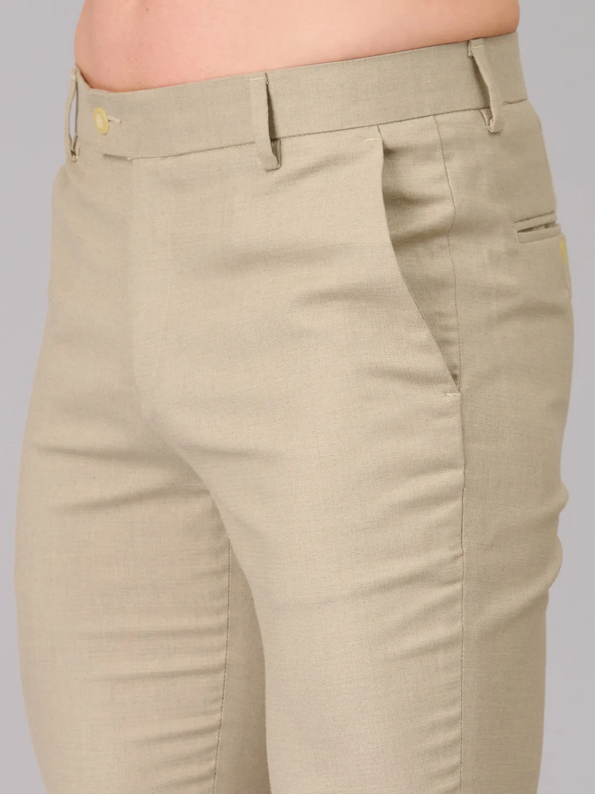 Men Ivory Comfort Fit Trousers (GBFRMTR1204)