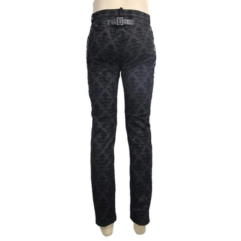 Men's Punk Brocade Trousers With Criss Cross Lacing