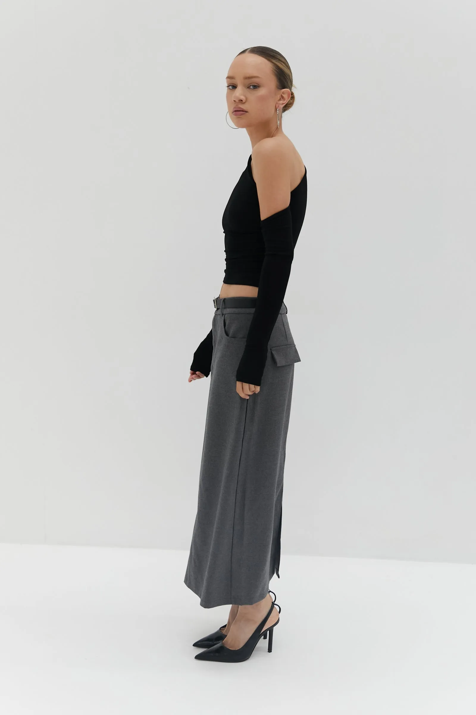 Mia Belt Skirt - Grey