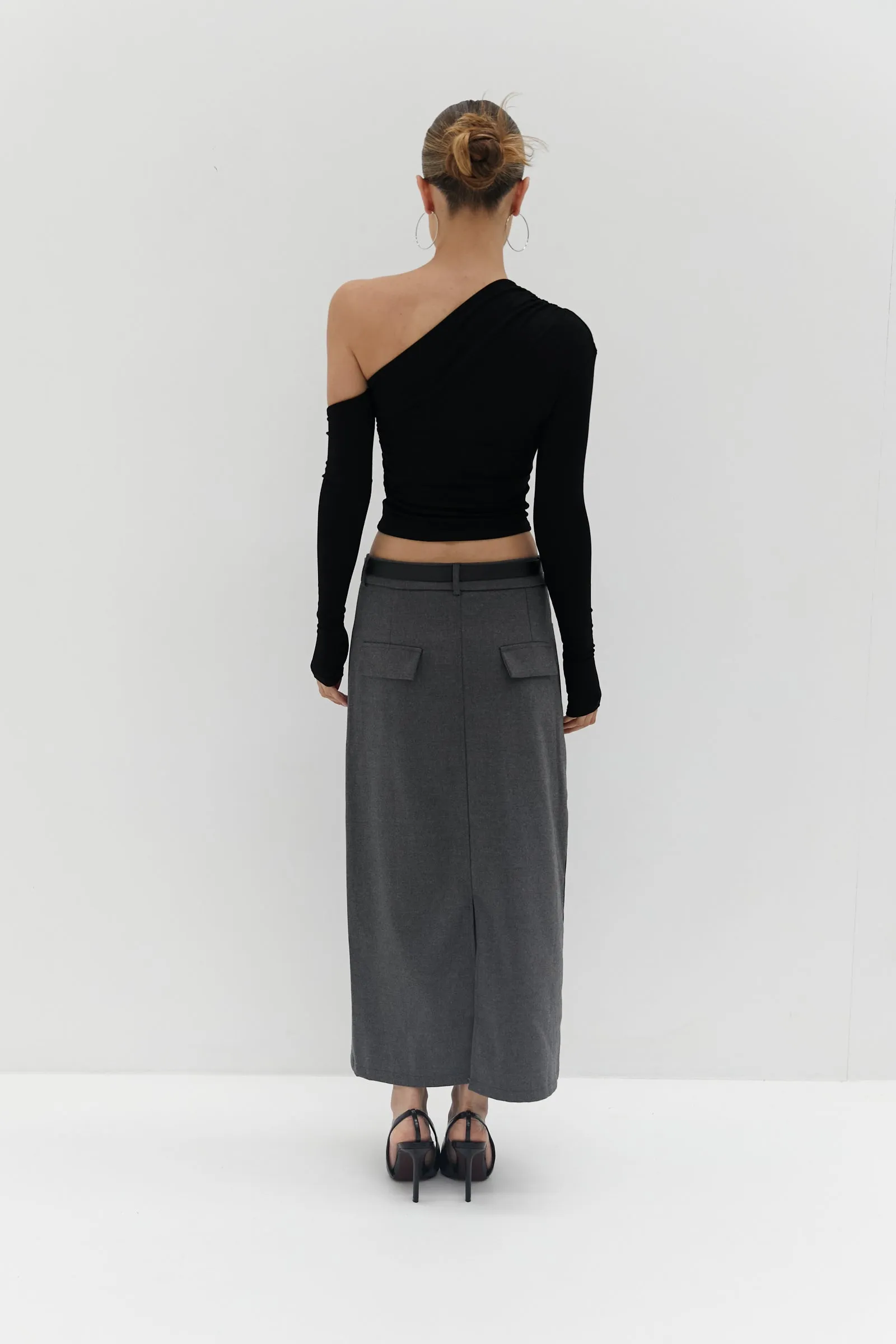 Mia Belt Skirt - Grey