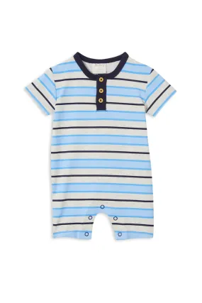 MILKY BLUE STRIPE HENLEY ROMPER