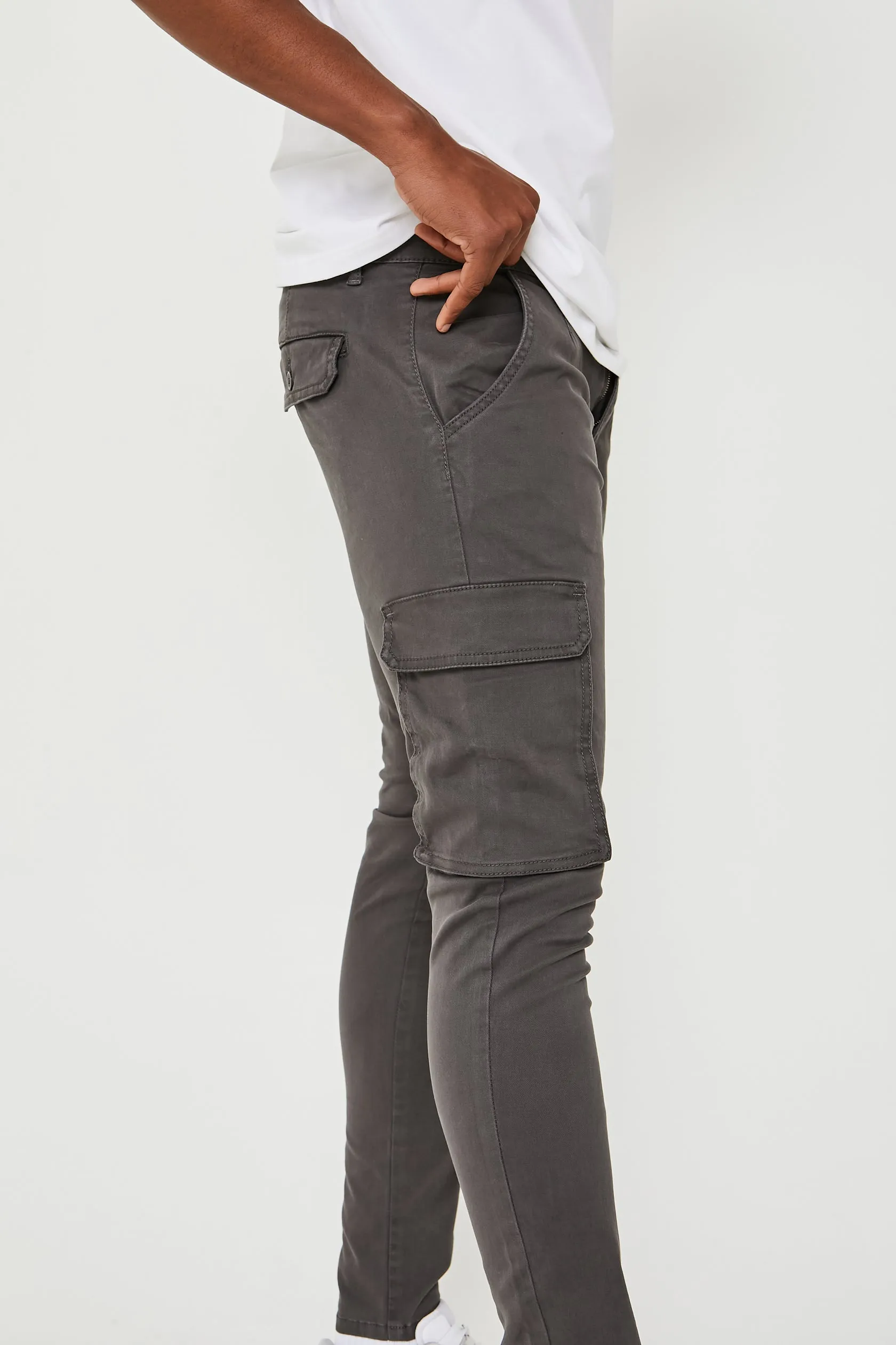 Milton Tapered Cargo Cotton Pants - Grey