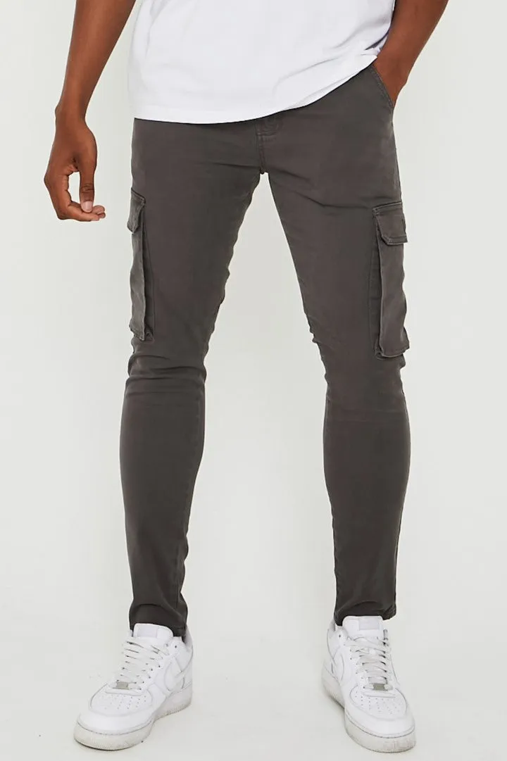 Milton Tapered Cargo Cotton Pants - Grey