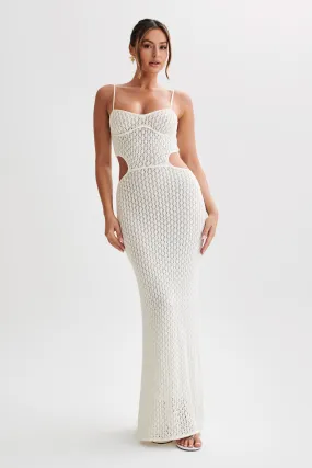 Nerida Knit Cut Out Maxi Dress - Ivory