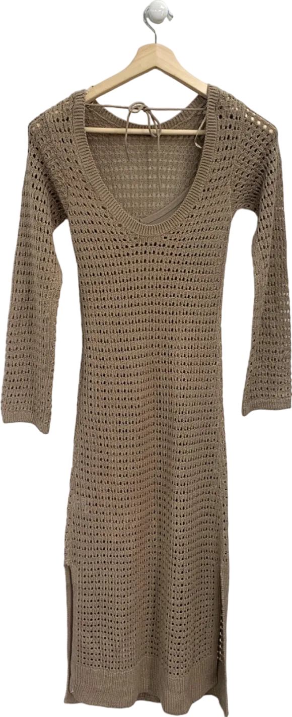 New Look Beige Crochet Knit Dress UK 8