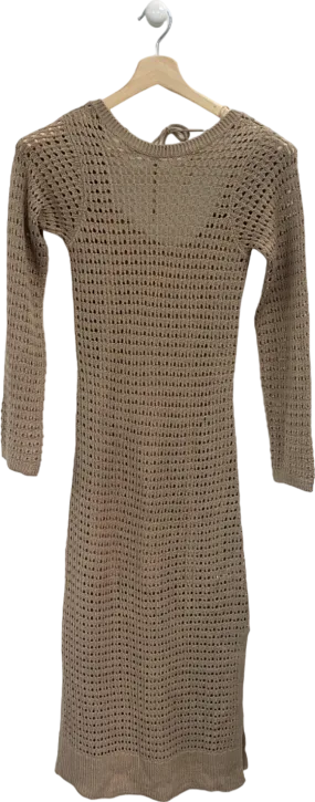 New Look Beige Crochet Knit Dress UK 8