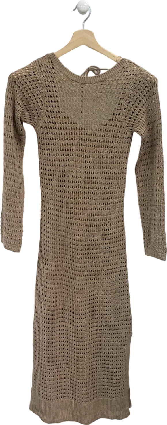 New Look Beige Crochet Knit Dress UK 8