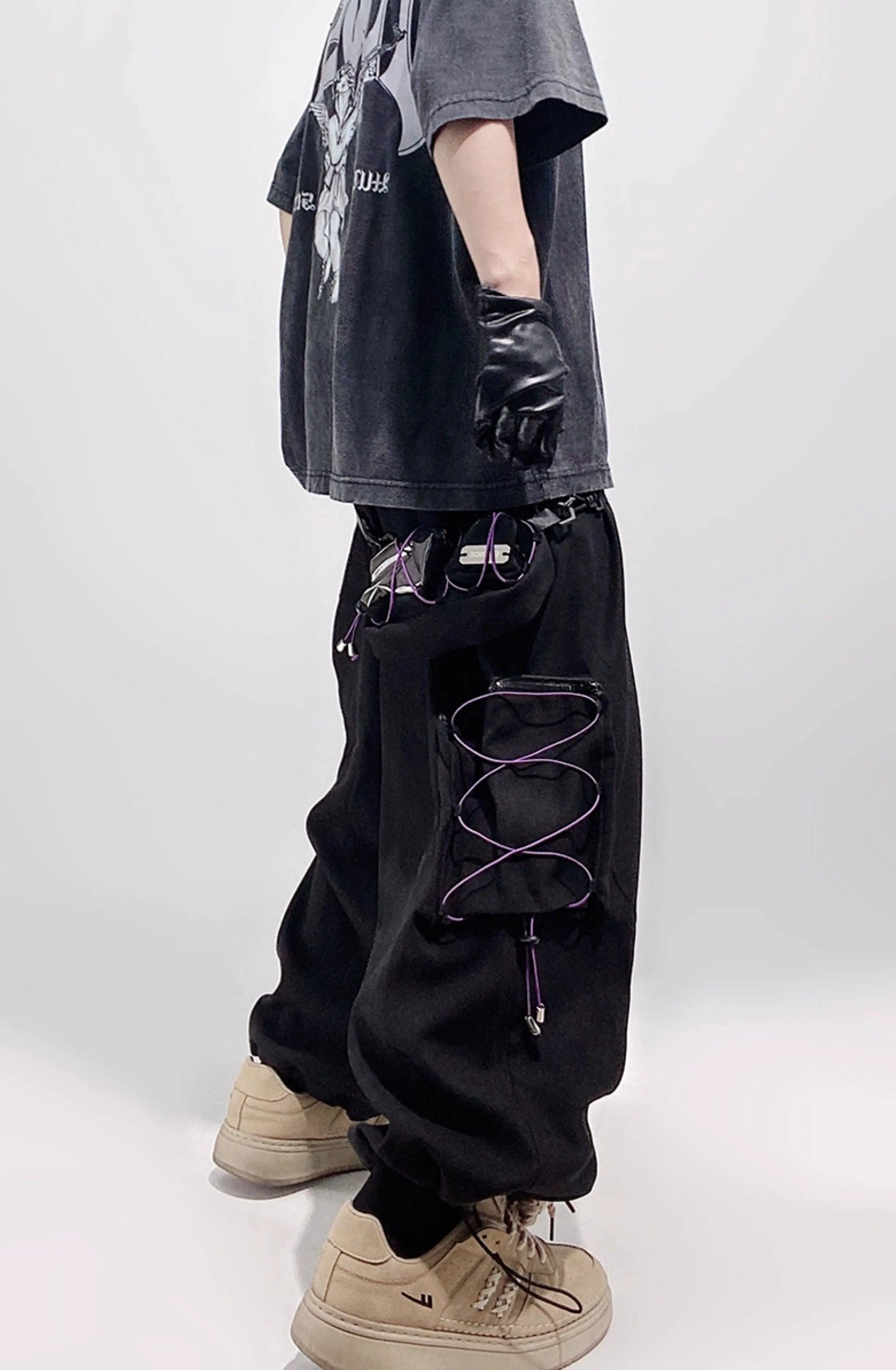 Noir Laced Cargo Pants