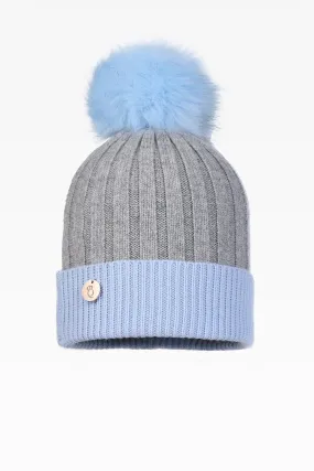 Olivia Pom Pom Two Tone Hat - Faux Fur