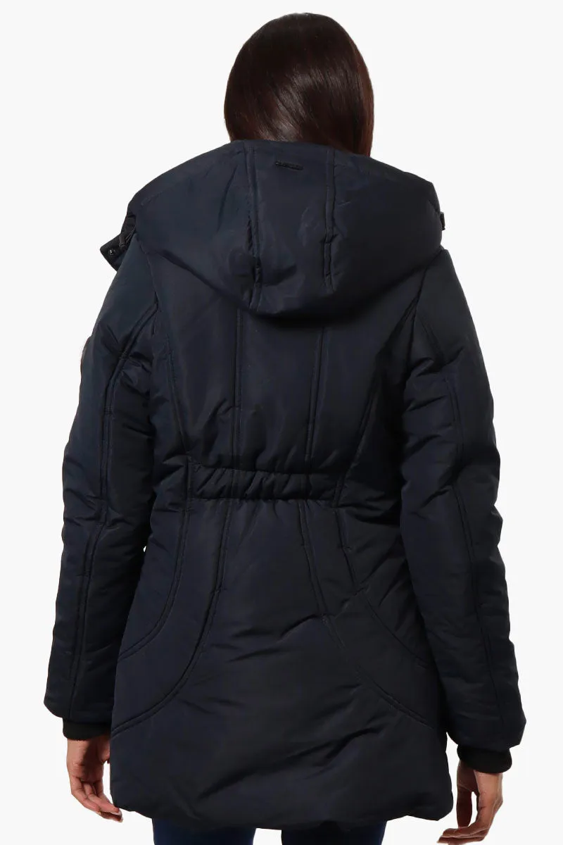 Oppenheimer Hooded Cinched Waist Parka Jacket - Navy