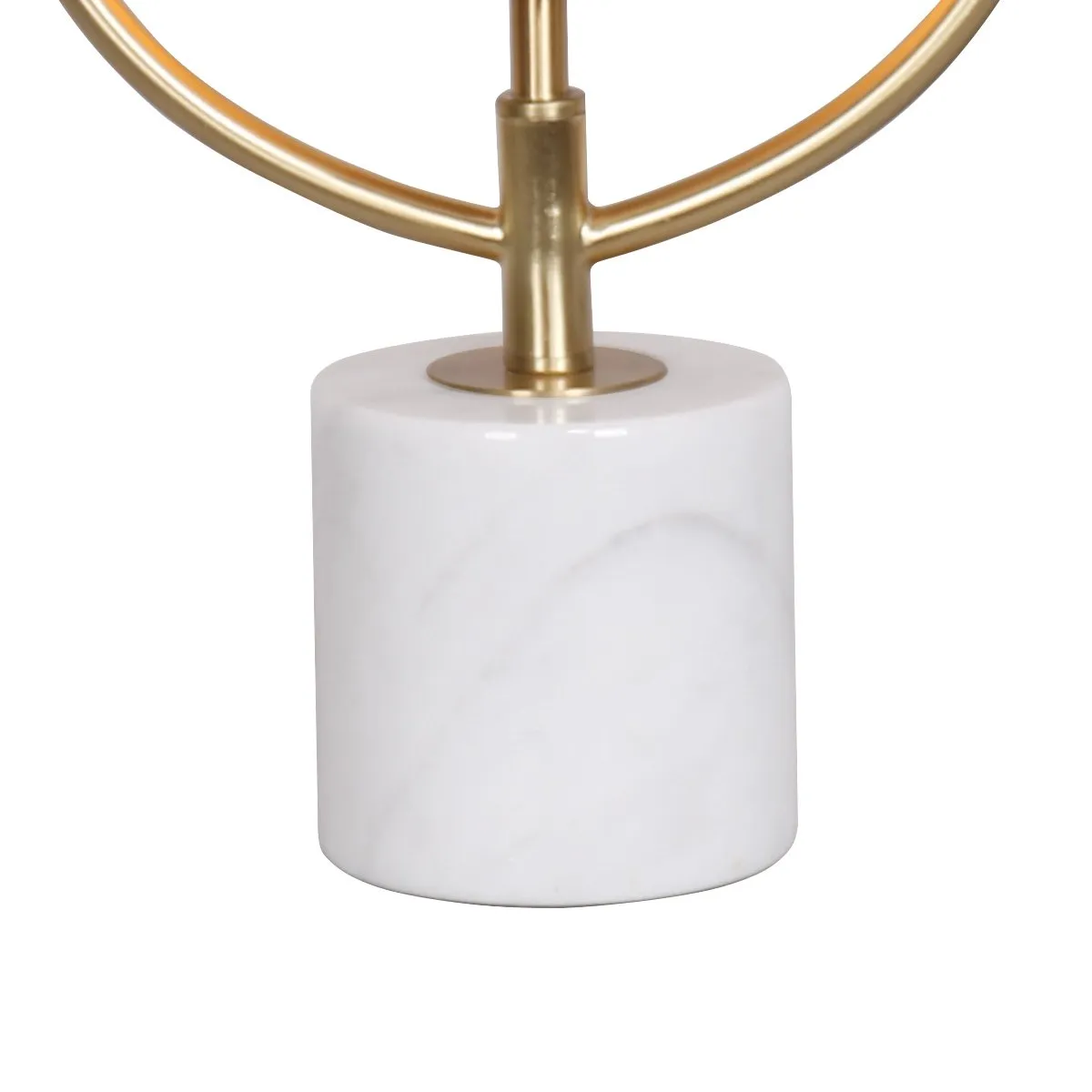 Orange Glass Table Lamp, Marble Base, Brass Accents - Sarantino