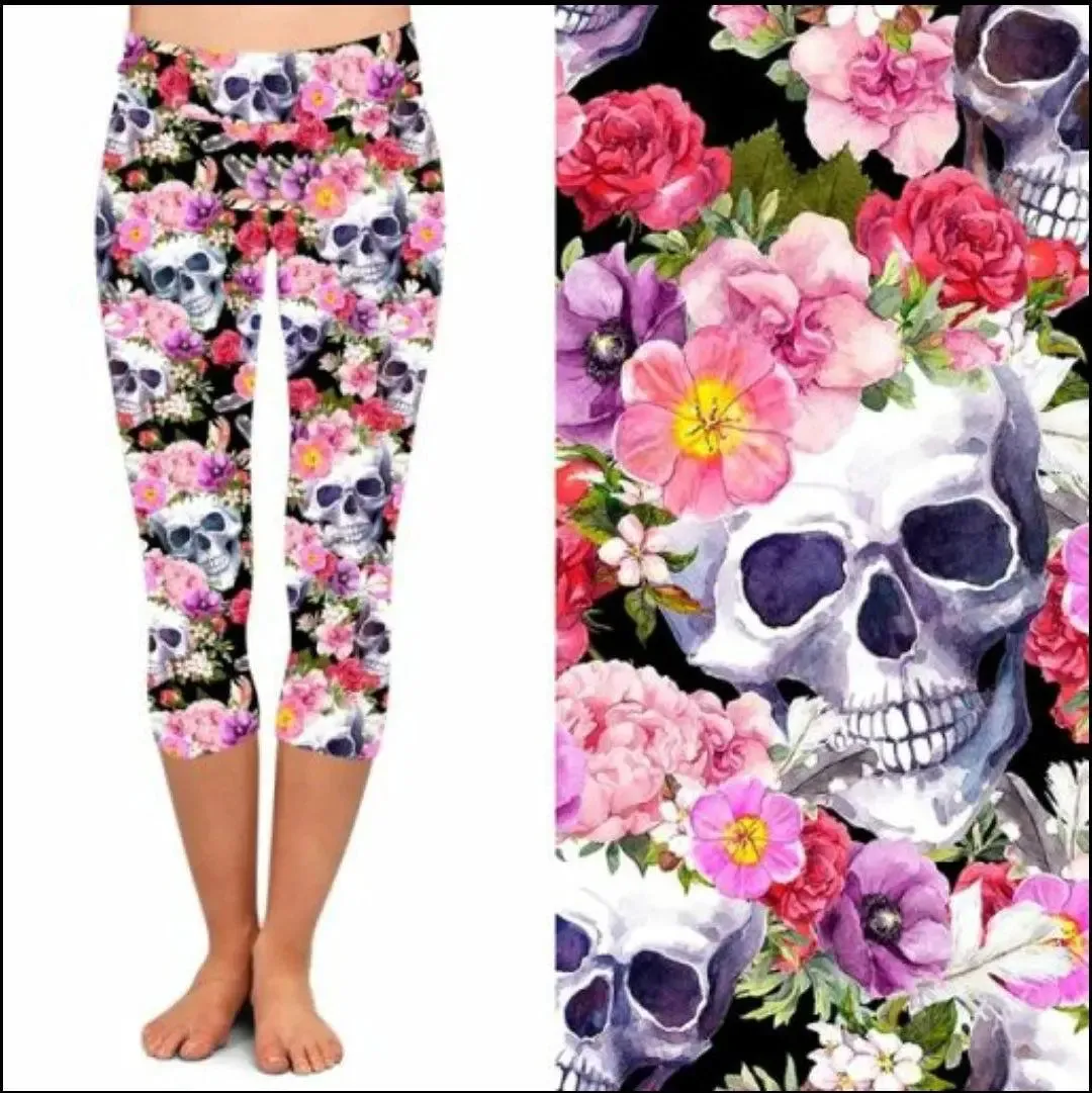 Pink Skull Print Capri & Leggings