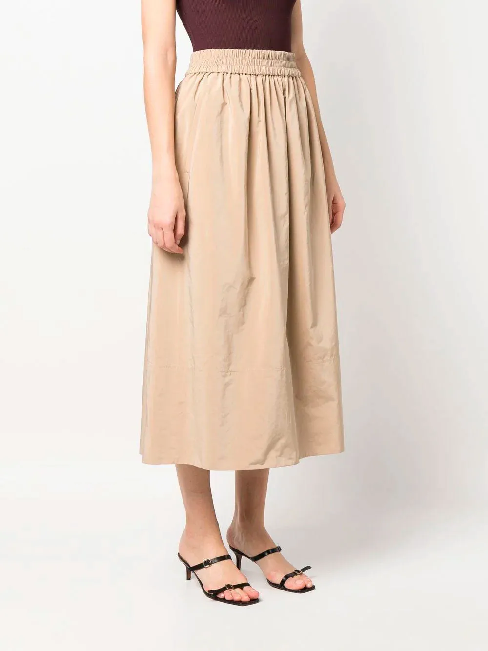 Pleated A-line midi skirt