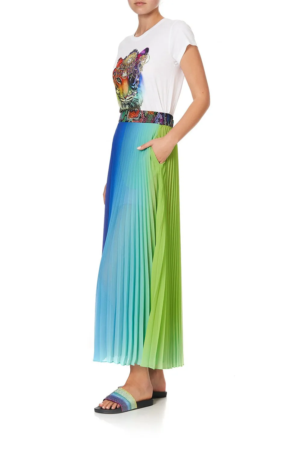 PLEATED FULL HEM SKIRT HYPED UP HIPPIE