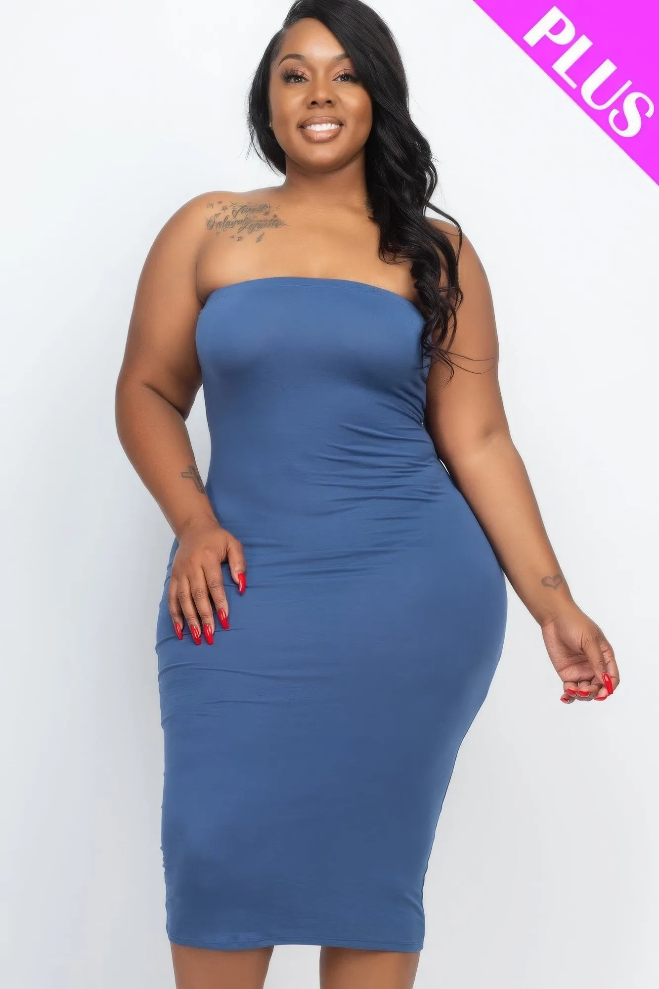 Plus Bodycon Tube Dress (10 Colors)