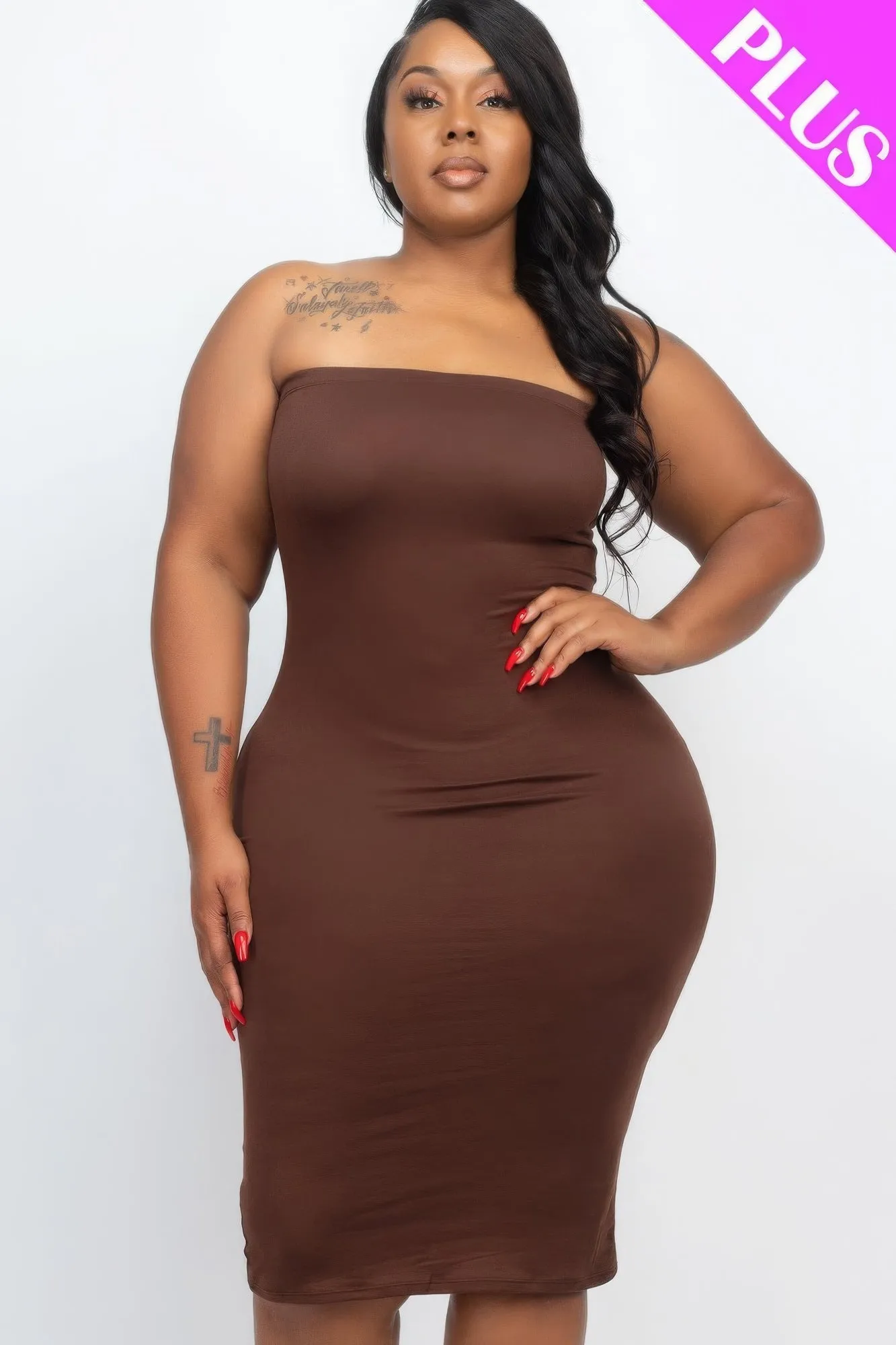 Plus Bodycon Tube Dress (10 Colors)