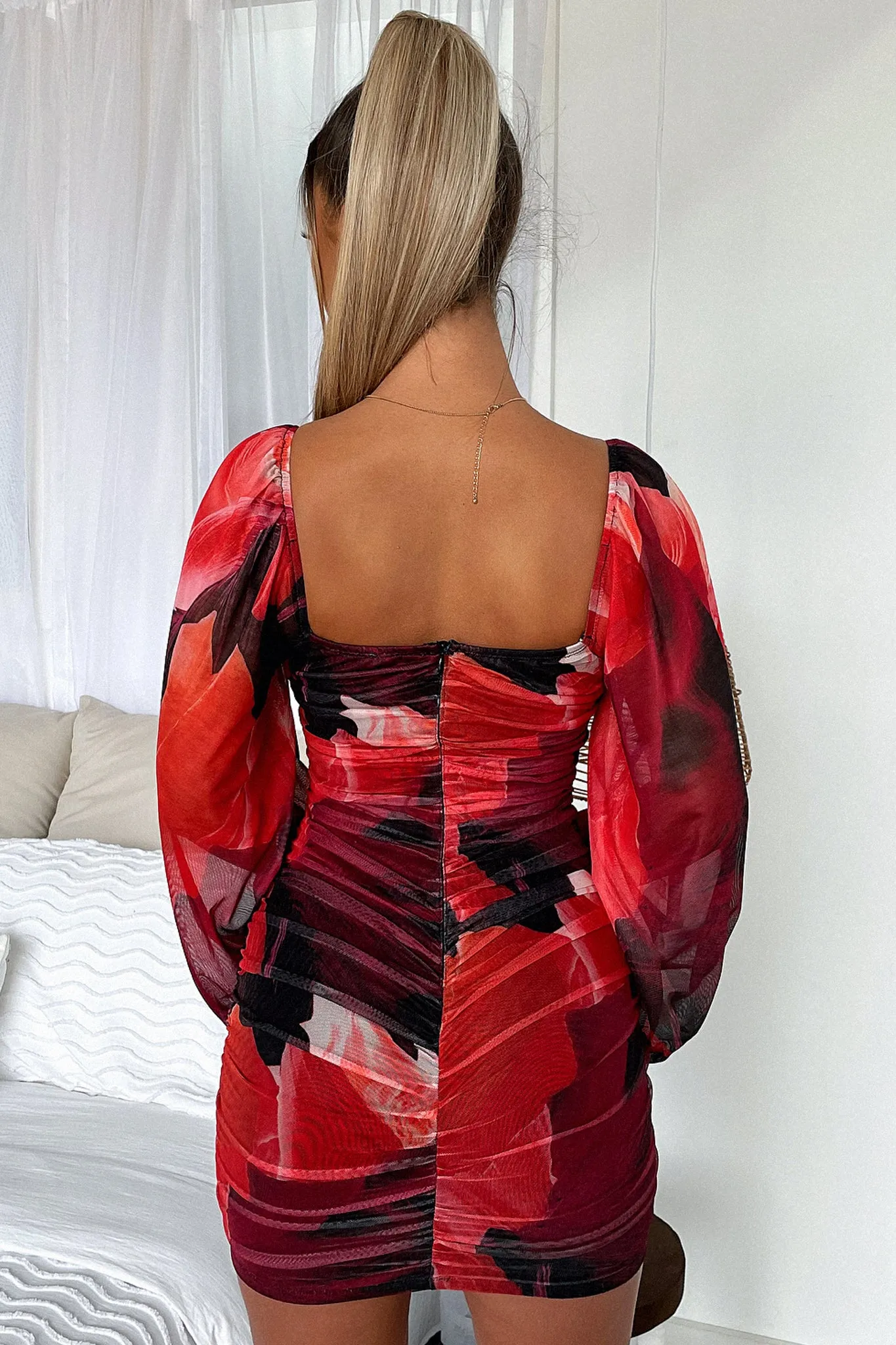 Poppy Dress - Red Marble