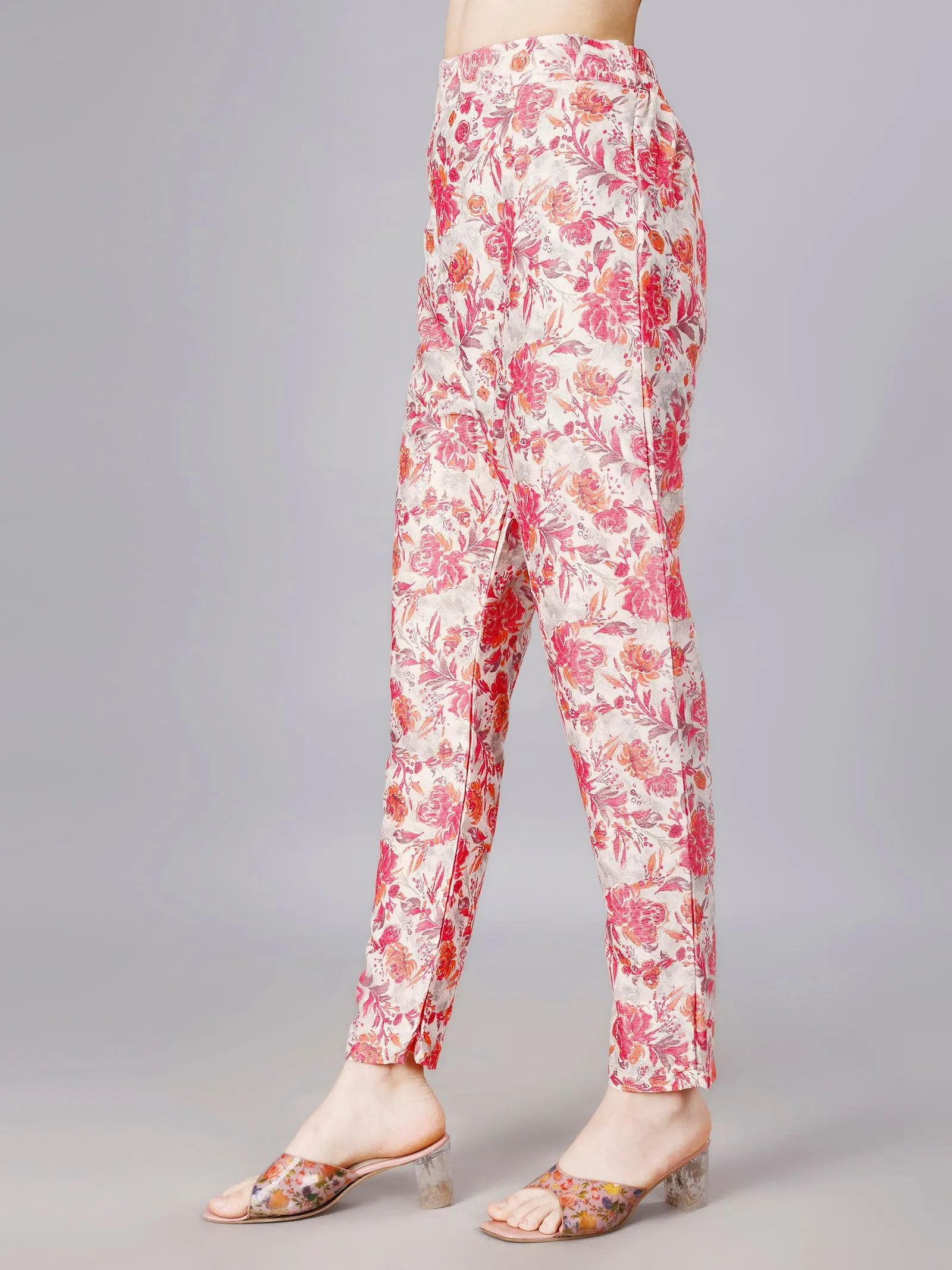 Printed pink 2-Piece Shirt & Trousers Set