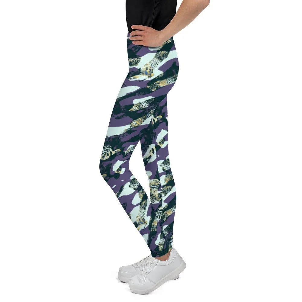 Purple Camouflage Youth Leggings