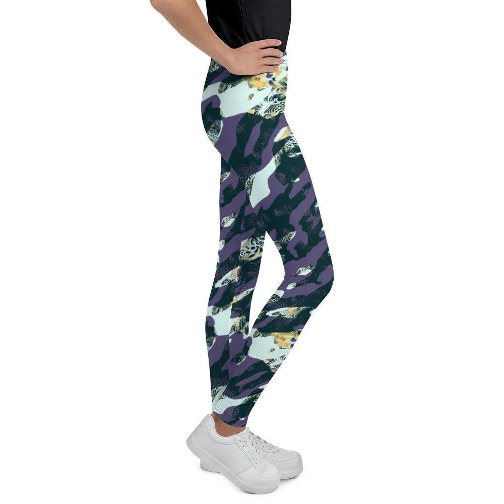 Purple Camouflage Youth Leggings