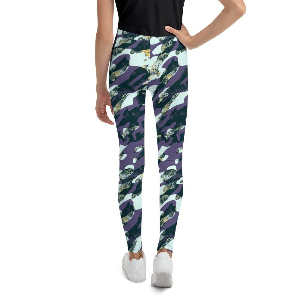 Purple Camouflage Youth Leggings