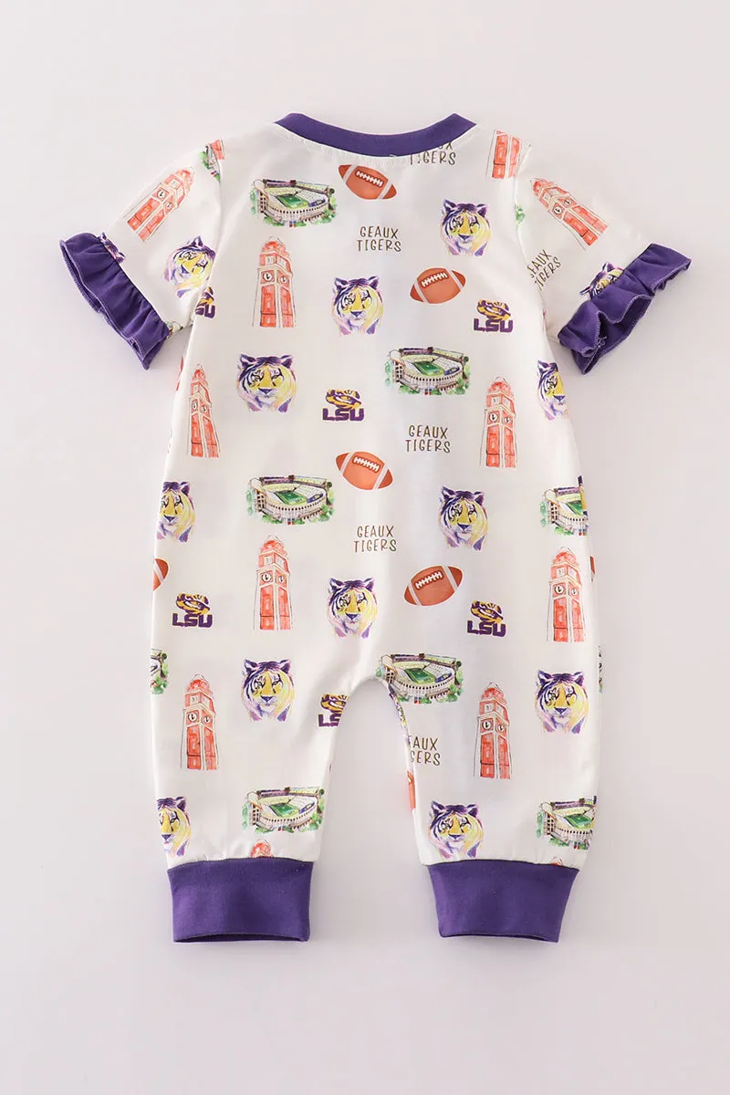 Purple geaux tiger baby girl romper