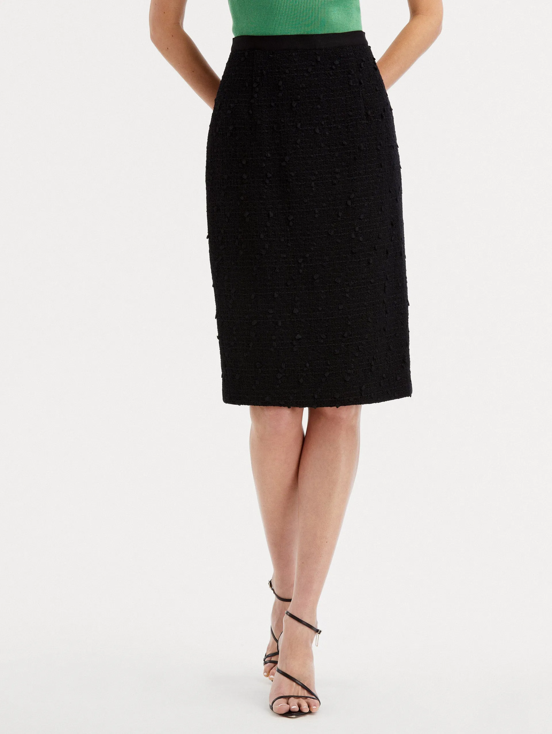 Ribbon Tweed Pencil Skirt