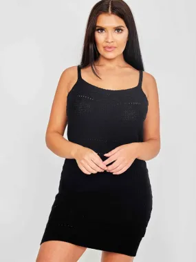 Sandra Chenille Knit Cami Dress In Black